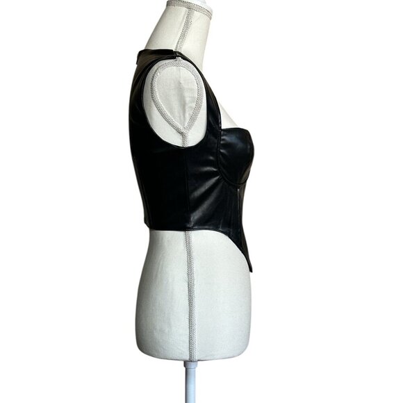superdown Ezra Faux Leather Top in Black Small New Womens Vegan Tank - Picture 6 of 9